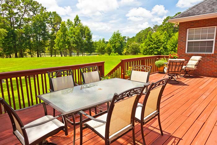 Deck in backyard