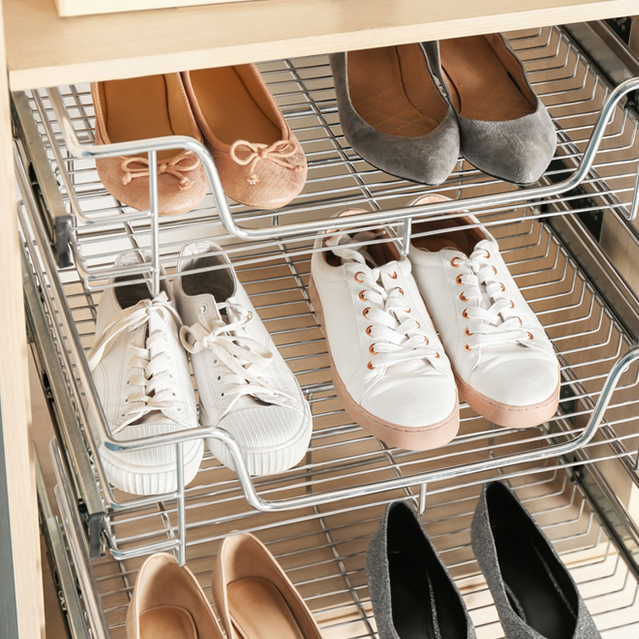 Shoe storage for closet organization