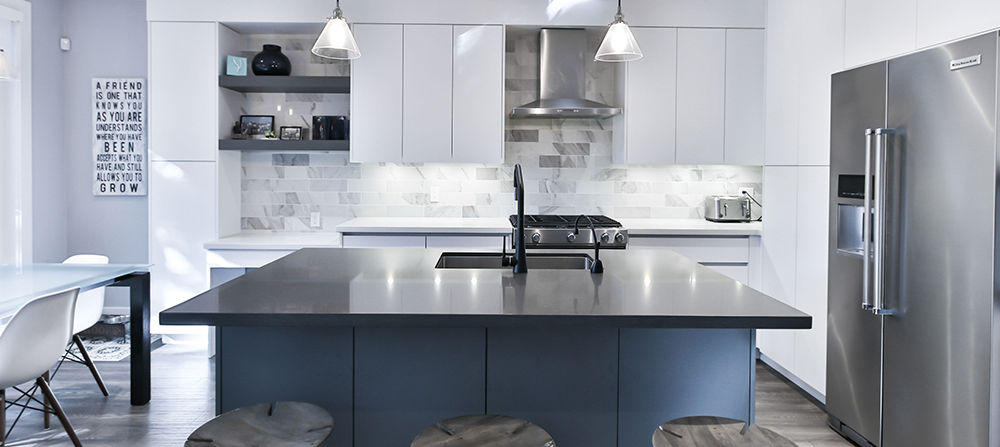 Renovated kitchen in blue