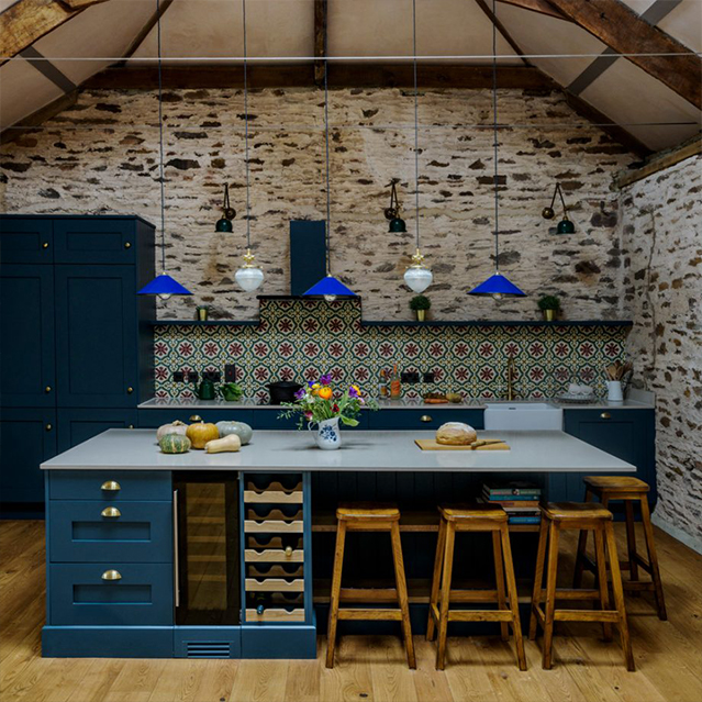 Rustic kitchen in blue