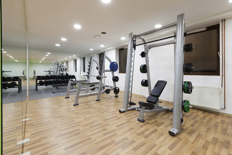 Gym in basement with machines