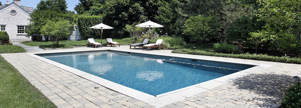 Pool outside home rectangular