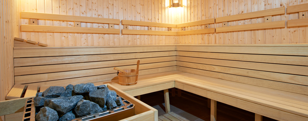 sauna with light colored wood