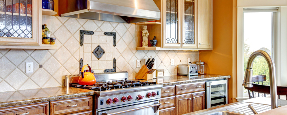 Special backsplash above stove