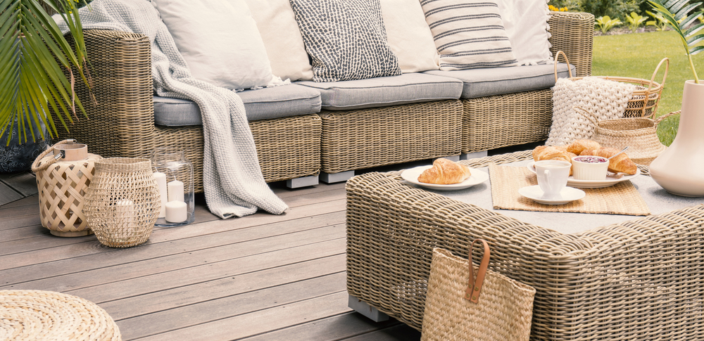 Deck with wicker furniture
