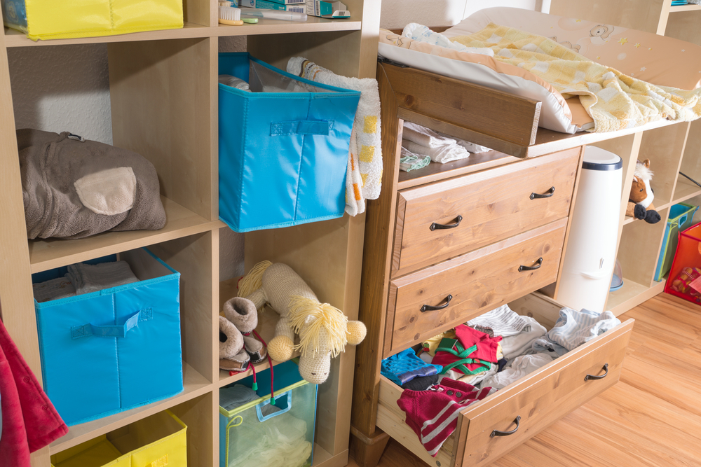 bookshelf and desk for storage in a child’s bedroom